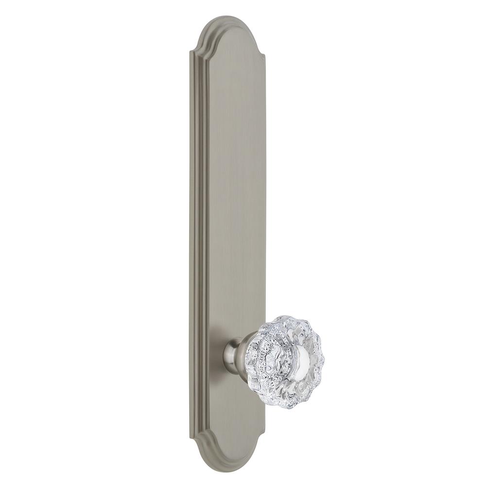 Grandeur by Nostalgic Warehouse ARCVER Arc Tall Plate Privacy with Versailles Knob in Satin Nickel